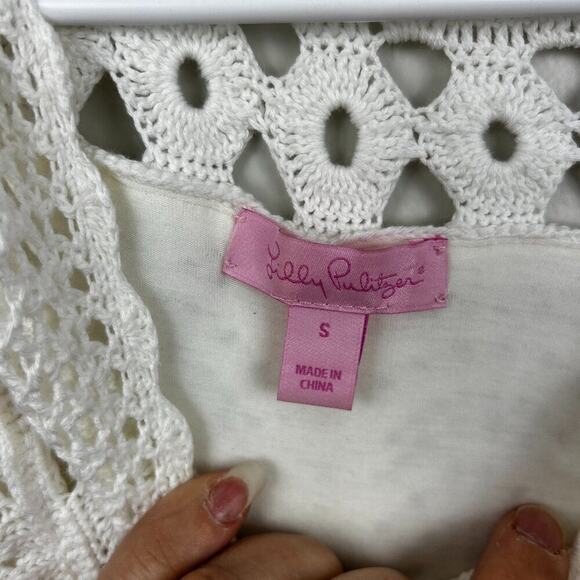 Lilly Pulitzer Women’s Small Everly White Short Sleeve Sweater Midi Dress - Picture 4 of 8